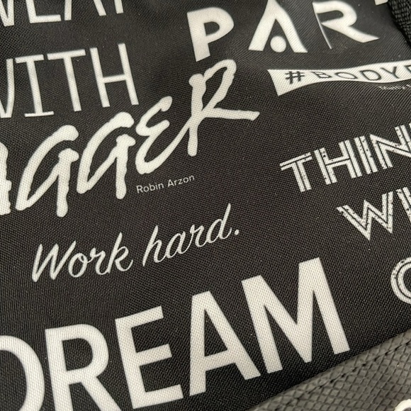 Andi x Peloton Stylish Black and White Graphic Tote Bag - Picture 5 of 6